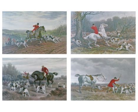 Set of four coloured engravings - Fores's Hunting Incidents entitled A Holloa Forward, Killed In The Open, A Check and A View