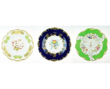19th Century H & R Daniel porcelain plate having central botanic decoration on a white ground within a moulded and gilded bor