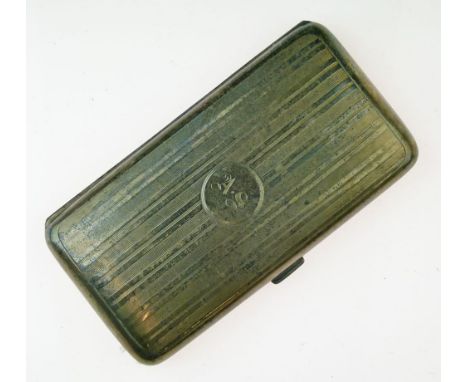 George V silver cigar case having striped engine turned decoration, makers William Neale Ltd, Birmingham 1921, 13cm long, 4.3