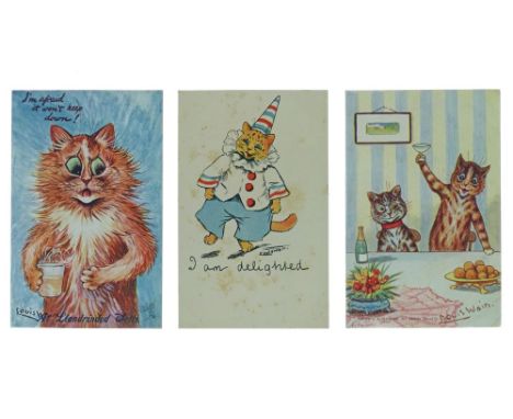 Postcards - Early 20th Century album containing seventy-four mainly humorous cards including thirty by Louis Wain and others 