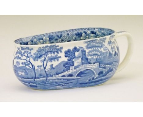 19th Century Copeland & Garrett Late Spode blue and white transfer printed bourdaloue decorated with the Tower pattern, 21.7c