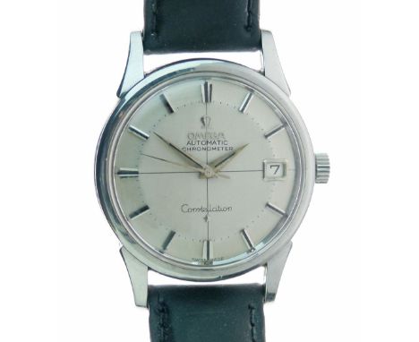 Omega - Constellation stainless steel cased automatic chronometer wristwatch, ref: 14393 61 sc, the silvered convex dial with