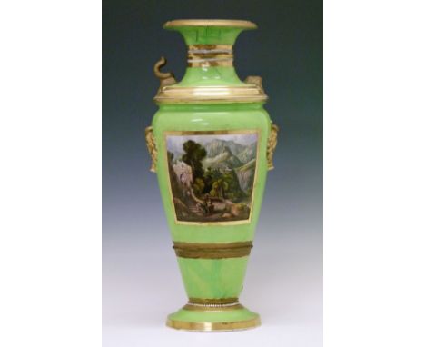 19th Century Bloor Derby 'Named View' vase probably painted by Daniel Lucas, one side with a reserve panel depicting the Conv