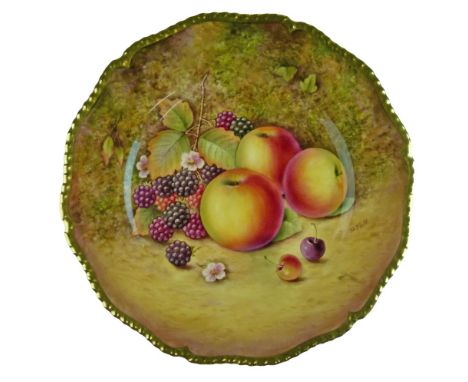 Royal Worcester cabinet plate by Peter Platt having painted Fruit Study decoration, signed, 26.75cm diameter  Condition: ** G