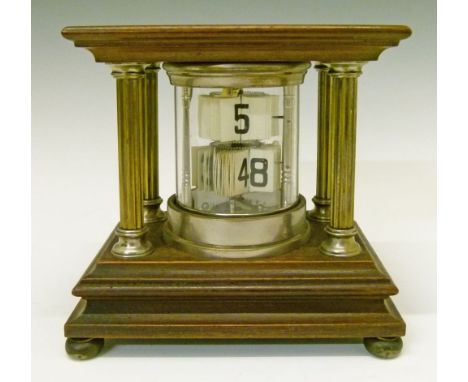 Early 20th Century mahogany and nickel plated portico cased flick clock, 16.5cm high  Condition: Please see extra images and 