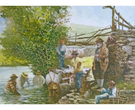 K. Cherrington (19th/20th Century) - Watercolour - Sheep dipping in North East Yorkshire, 24cm x 35cm  Condition: ** General 