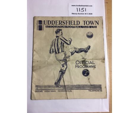 36/37 Huddersfield Town v Preston North End Football Programme: No team changes but some grubby marks to cover. Fair.