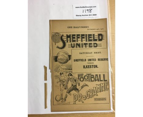 1900/01 Sheffield v Glasgow Football Programme: Rare Inter City Match with a mixture of players from Sheffield United and She