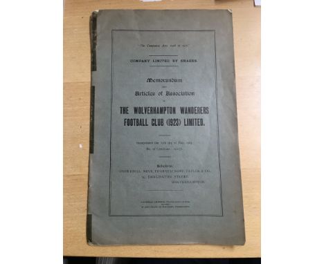 Wolverhampton Wanderers 1923 Football Share Brochure: Very large 34 page document with 8 names inside and list of how many sh