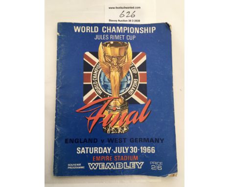 1966 World Cup Final Football Programme: Original England v West Germany in fair condition with only Gordon Banks filled in o