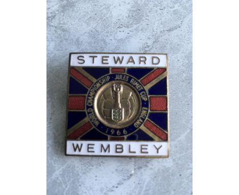 1966 Football World Cup Stewards Badge: Excellent condition badge with word Steward Wembley either side of British Flag with 