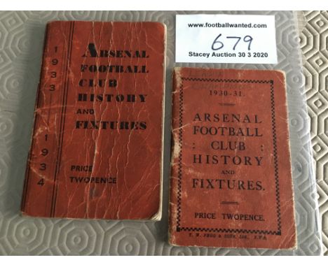 Arsenal Pre War Football Handbooks: 30/31 slight scuffing, 33/34 heavy creasing, 35/36 36/37 and 38/39 all very good. (5)