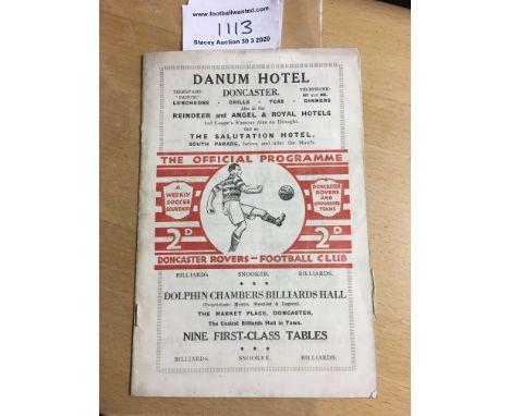32/33 Doncaster Rovers v Hull City Football Programme: Dated 24 9 1932 in very good condition with no team changes. Hull were