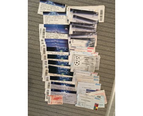 Chelsea Football Memorabilia Boxes: Includes 70 tickets plus counterfoils with many European, programme binder, teamsheets, f