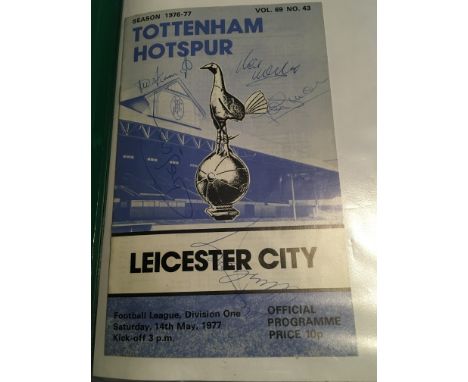 Tottenham Signed Football Programme Collection: Includes 76/77 signed to cover by 5, 1963 England programme signed by Nichols