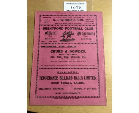 31/32 Brentford v Cardiff City Football Programme: Dated 13 2 1931 in excellent condition with no team changes. The words Car