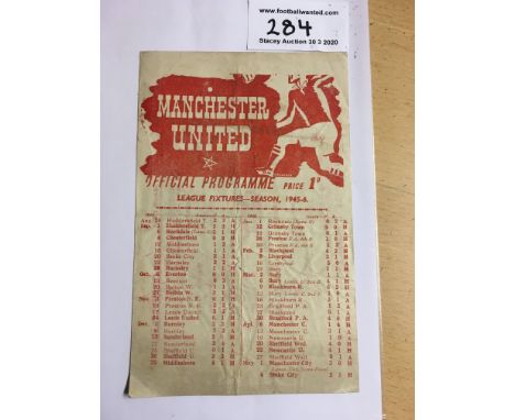 45/46 Manchester United v Burnley Football Programme: Fair/good condition Lancs Cup Final match with no writing dated 11 5 19