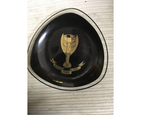 1966 World Cup Football Ash Tray: Black with Jules Rimet Cup above the words World Cup 1966. Excellent original item.