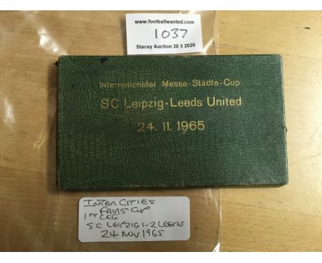 65/66 Leeds United Fairs Cup Football Gift: Given to Leeds United Director by Leipzig. Match stadium and date to front of box
