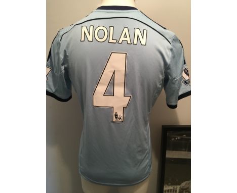 Kevin Nolan West Ham Match Worn Football Shirt: Rare light blue with dark blue stripe worn between Feb 2015 and May 2015. Bet