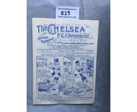 28/29 Chelsea v Grimsby Town Football Programme: Excellent condition ex bound Division Two match with no writing.