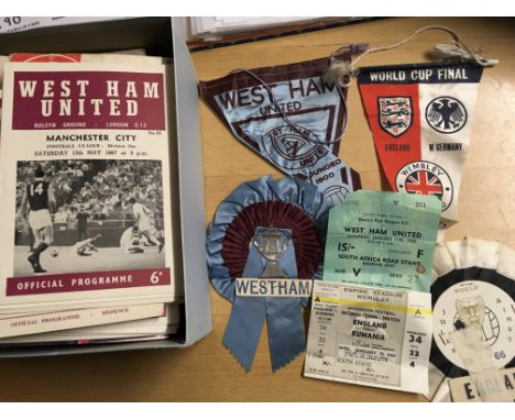 1960s Football Programme + Memorabilia Box: Includes 8 x 1970 World Cup Programmes and around 90 from the mid to late 60s. C/