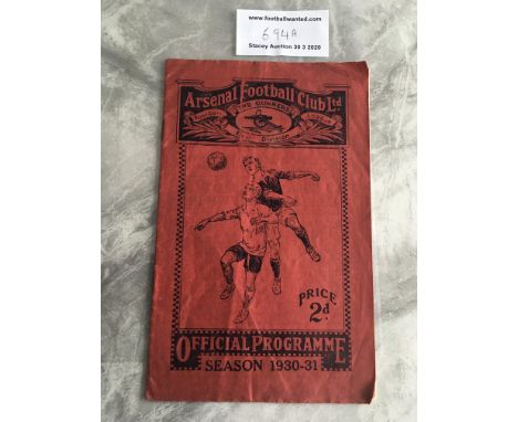 30/31 Islington Boys v Wolverhampton Boys Final Football Programme: English Schools Shield Final played at Arsenal on 9 5 193