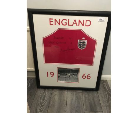 Martin Peters England Signed Framed Display: Red replica shirt signed by Peters who was asked by vendor to write England 4 We