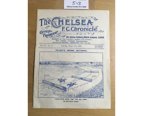 1920 FA Cup Semi Final Football Programme: Bristol City v Huddersfield Town played at Chelsea. Excellent condition ex bound w