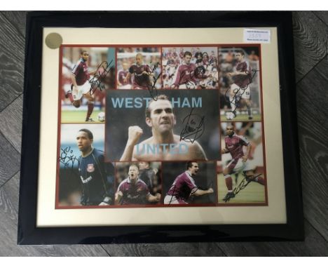 West Ham Signed Framed Print: From around year 2000 with 9 pictures in a montage each one hand signed. Includes Di Canio Carr