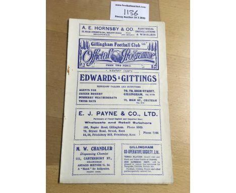 35/36 Gillingham v Newport County Football Programme: Good condition with words Newport County written discreetly to cover. N