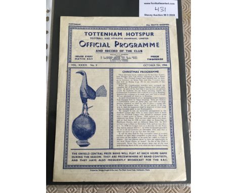 46/47 Tottenham v Newport County Football Programme: Jointly the most difficult home programme to get since the war. Played i