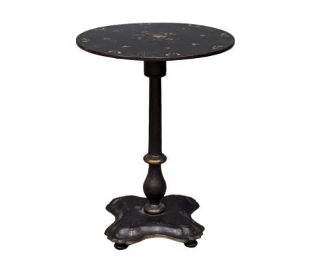 A Mid 19th Century lacquered pedestal table with Mother of Pearl inlay. 51x70cm 