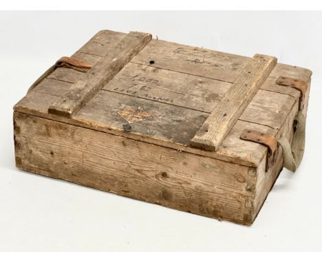 A WWII wooden ammunition crate. 45x36x15cm 
