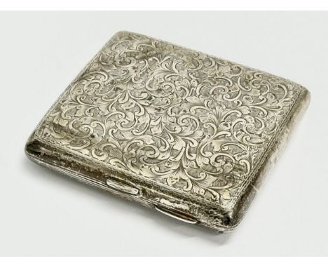 A Late 19th Century Walker &amp; Hall silver cigarette case. 114.26 grams. 
