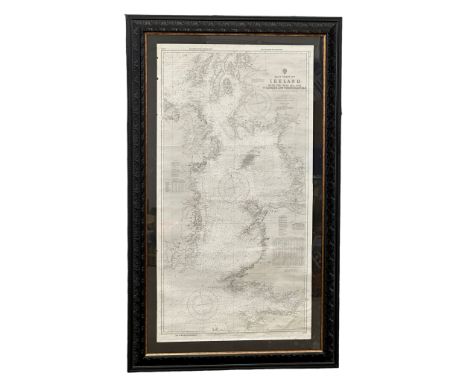 A large vintage print of East Coast of Ireland. 95x156cm 