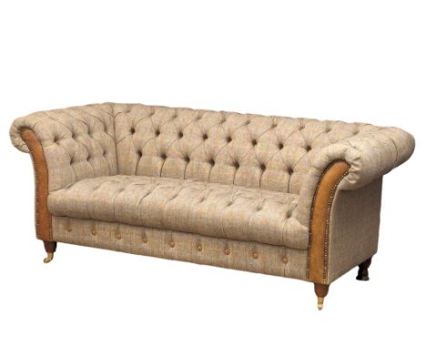 A Harris Tweed deep button Chesterfield sofa. 196cm 