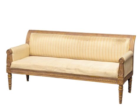 A 18th Century style French gilt framed 3 seater sofa / bench. 187cm 