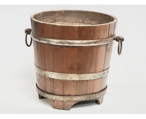 A large Late 19th Century oak coal bucket with large drop ring handles. Circa 1880-1900. 53x45x43.5cm 