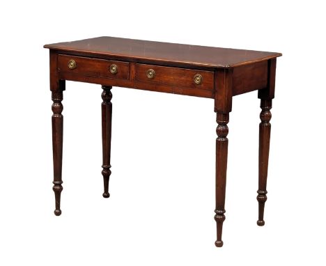A Victorian mahogany hall table with 2 drawers and turned tapering legs. 88x45x73cm 