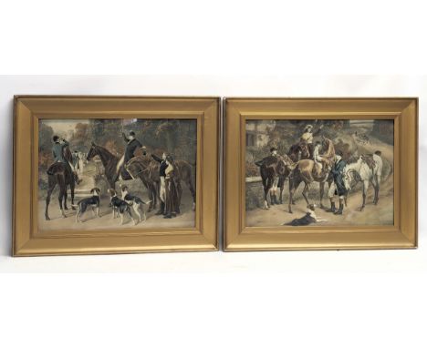 A pair of large Late 19th Century / Early 20th Century hunting prints. Circa 1900s. Original paintings by Samuel Edmund Malle