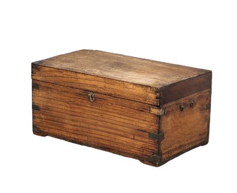A Mid 19th Century campaign Camphor wood brass bound trunk. 78x47x38cm 