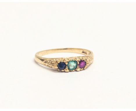 A 9ct gold ring. 1.9g. Size UK N. 