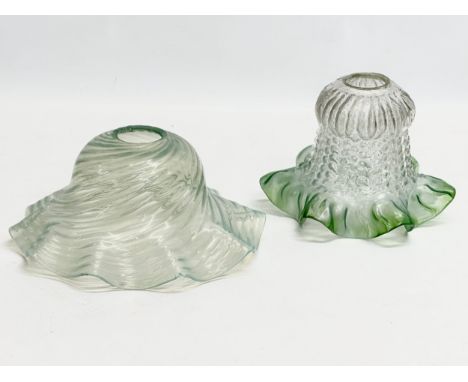 2 early/mid 20th century glass light shades. 17cm 