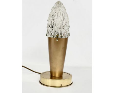 A Steampunk acorn table lamp with frosted glass shade. 38cm 