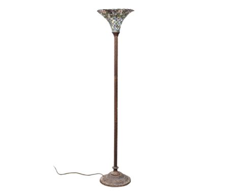 A large Tiffany style standard lamp/ uplighter. 184cm 