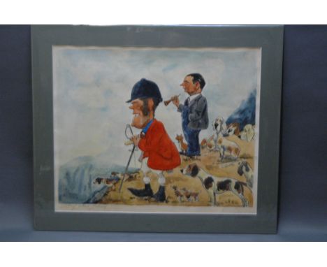 John William Wilkinson (Wilk 1906-1994), watercolour cartoon, "Say When Johnny" depicting Johnny Richardson of The Blencathra