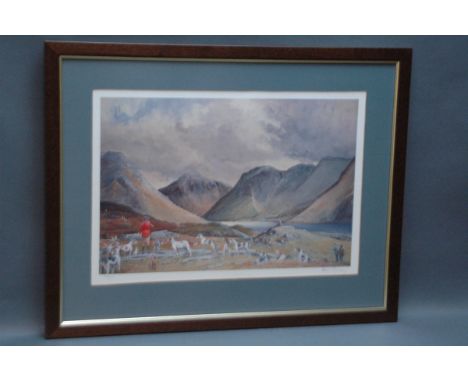 Robin Furness, signed Limited Edition print of The Eskdale Ennerdale Foxhounds, 37/250.  27 cm x 41 cm, framed, mounted.