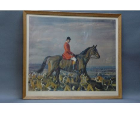 After Sir Alfred Munnings, print, "Portrait of Major T. Bouch, Master of Foxhounds with the Belvoir Hounds, published by Fros