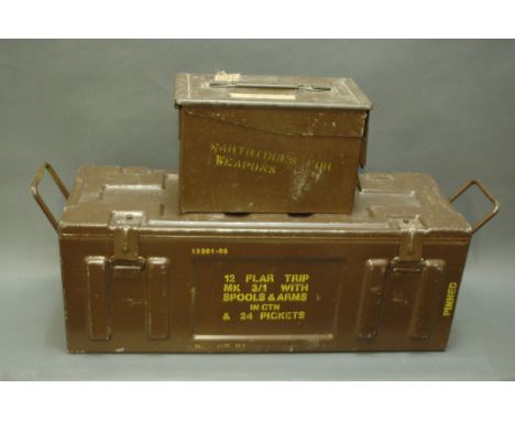 2 metal military ammunition boxes. 